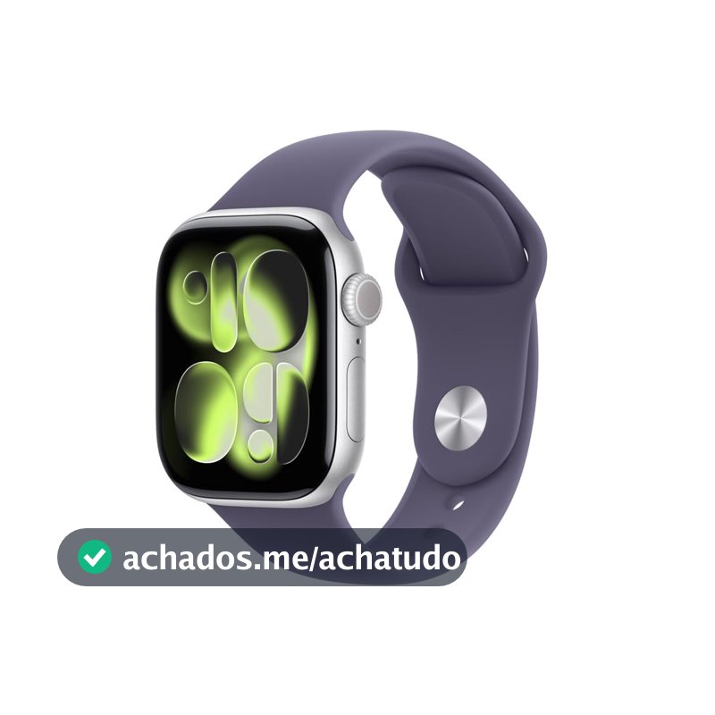 Apple Watch Series 11 GPS, Caixa em alumínio prateado de 42 mm com Bracelete desportiva roxo névoa - P/M