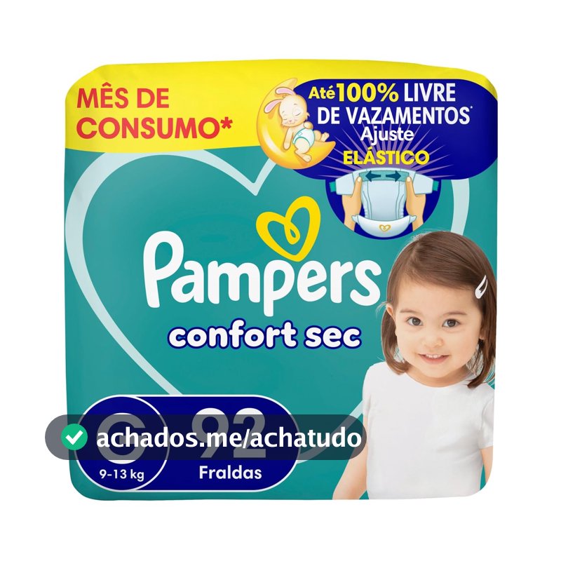 Fralda Pampers Confort Sec Tamanho G, 92 Unidades