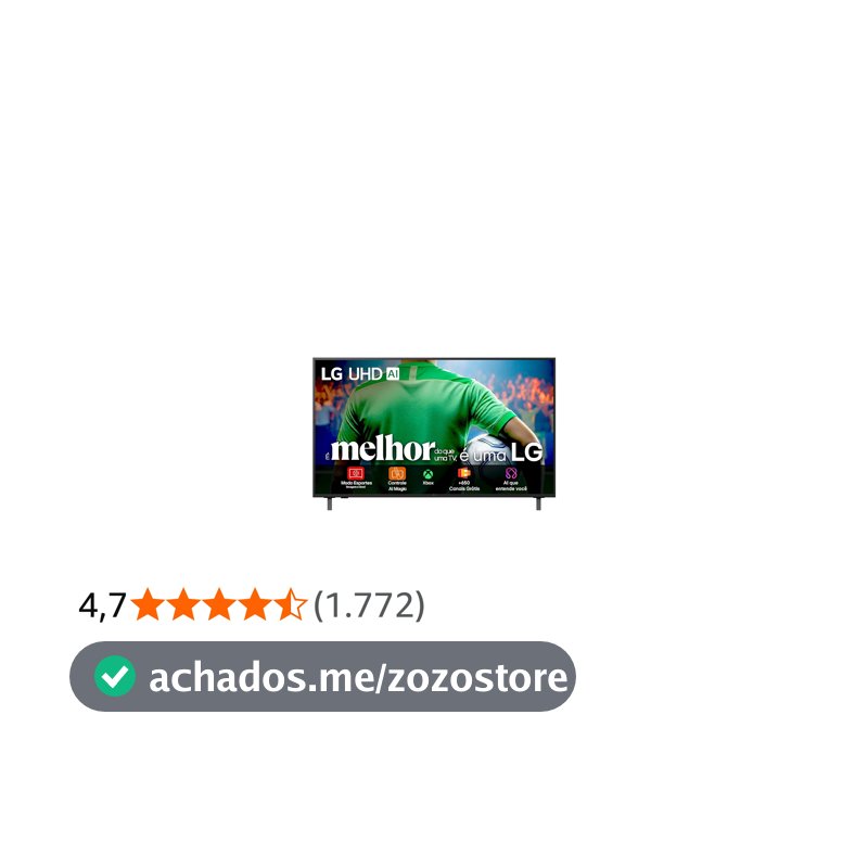 Smart TV 4K 55" LG UHD 55UA85 Processador α7 AI Ger8 4K Super Upscaling Google Cast Alexa Integrado Controle AI Smart Magic WebOS 25