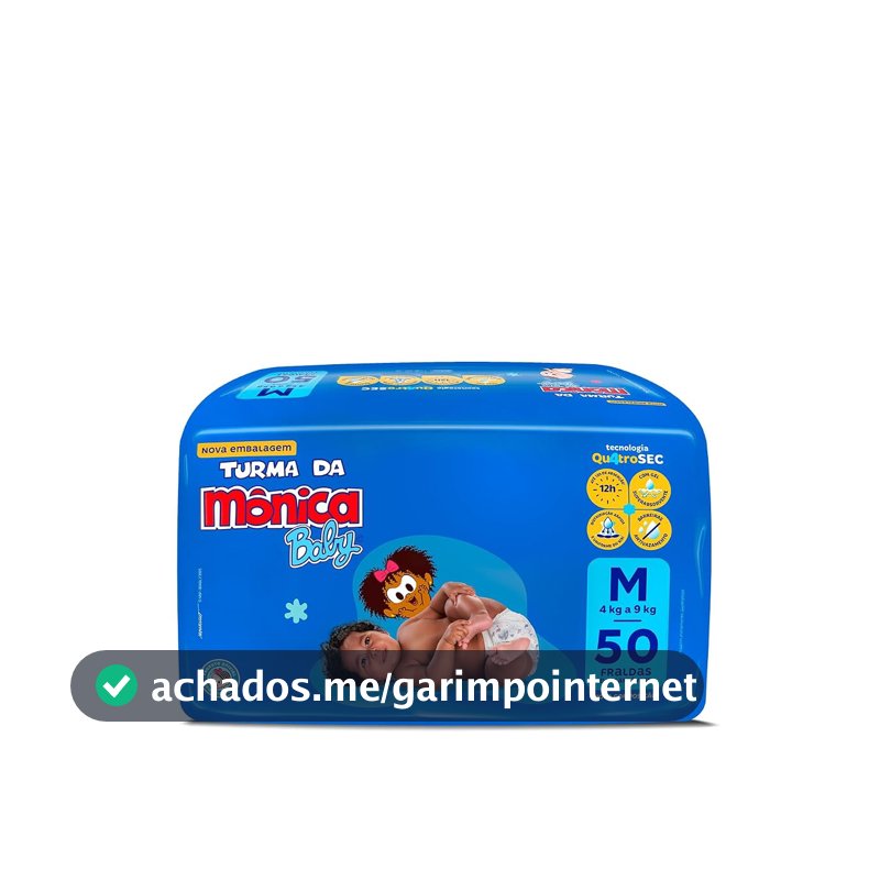 Fralda Turma da Mônica Baby Mega M 50 Unidades