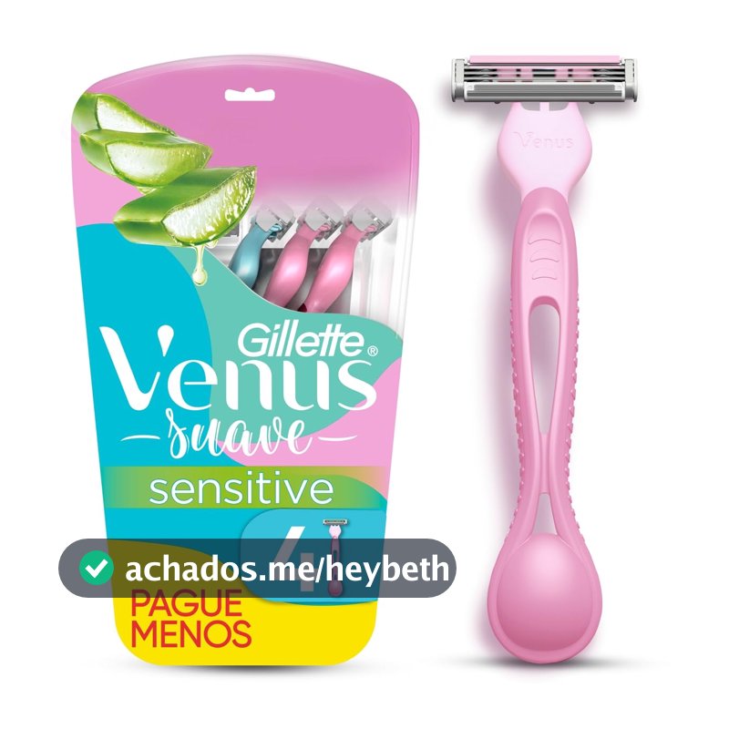 Aparelho de Depilação Gillette Venus Suave Sensitive, 4 Unidades
