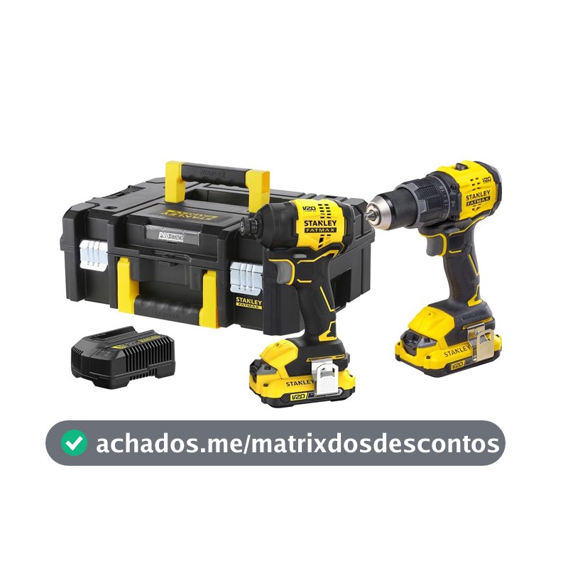 STANLEY Parafusadeira e Furadeira de Impacto 20V SBDI466D2T Bateria, Carregador e Maleta
