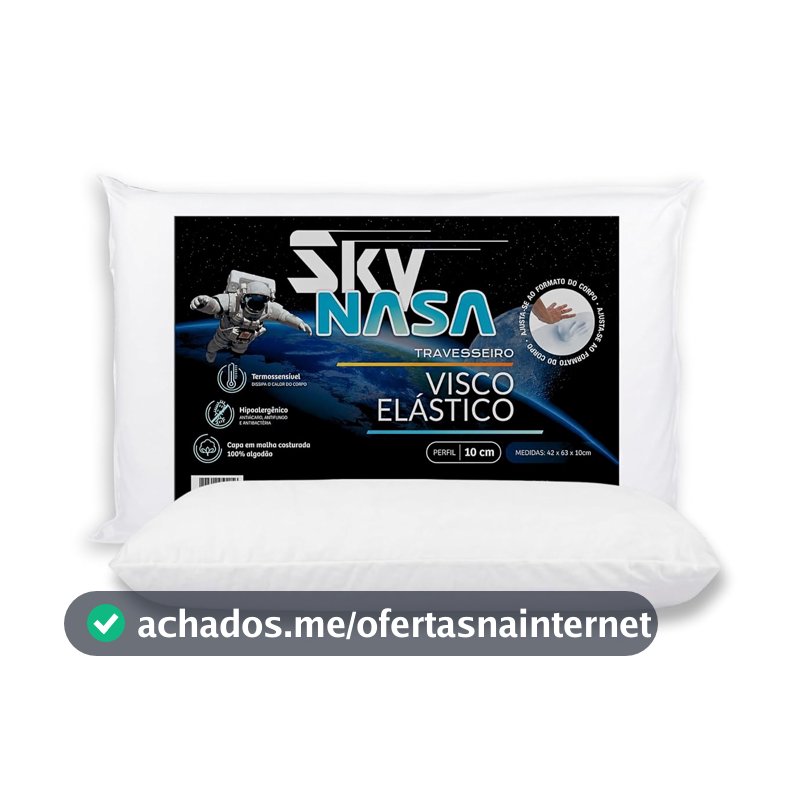 Z Pass Sleep Travesseiro Nasa Sky Viscoelástico Altura 10cm Densidade D40 Premium Capa 100% algodão para fronhas 50x70cm - Branco