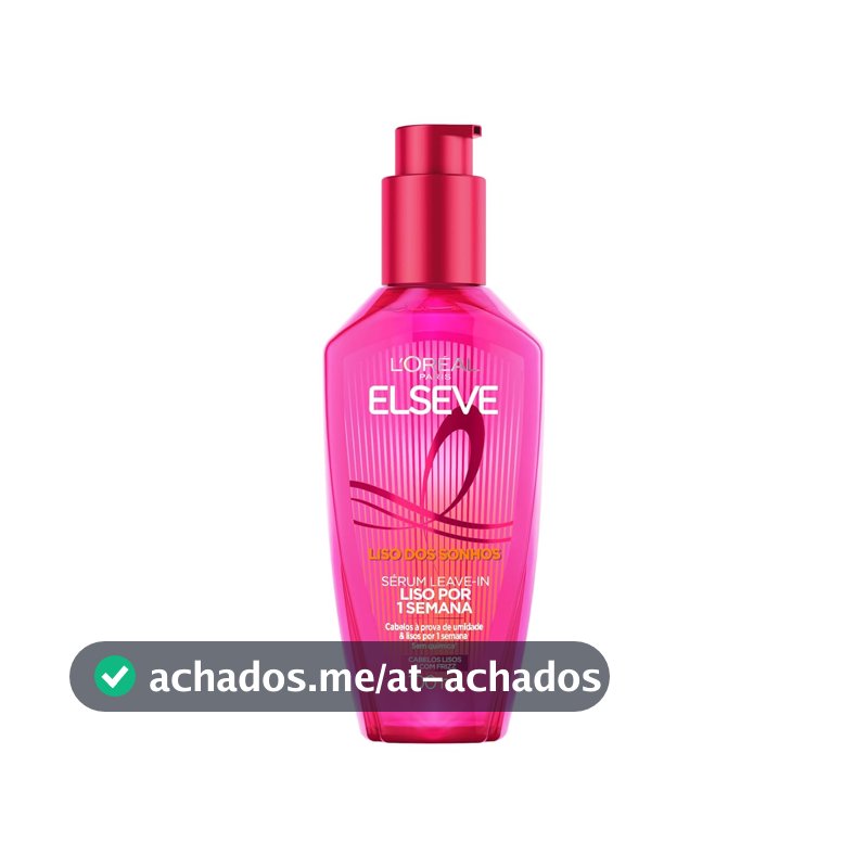 L'Oréal Paris Elseve Sérum Leave-in Liso dos Sonhos com Tecnologia Ativada por Calor, Antifrizz, Protetor Térmico e Barreira Contra Umidade, 100ml