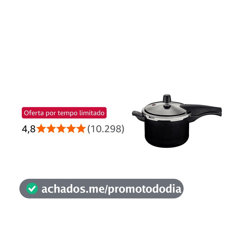 Panela de Pressão Tramontina Vancouver Effect em Alumínio com Revestimento Interno e Externo em Antiaderente Starflon Max Preto 20 cm 4,5 L