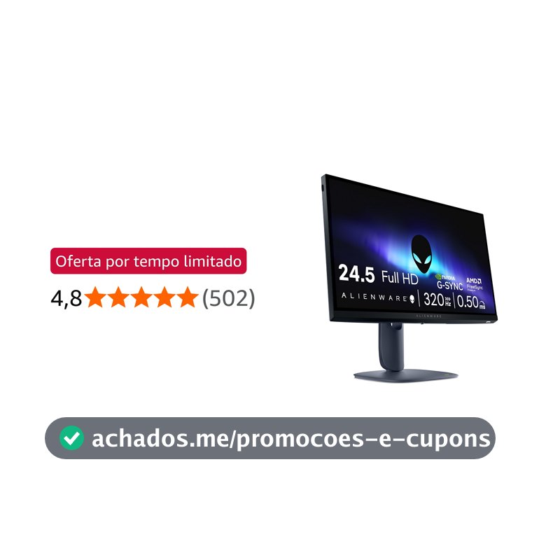 Monitor Gamer Alienware 25", Full Hd (1920 x 1080), 320 Hz, Aw2525hm
