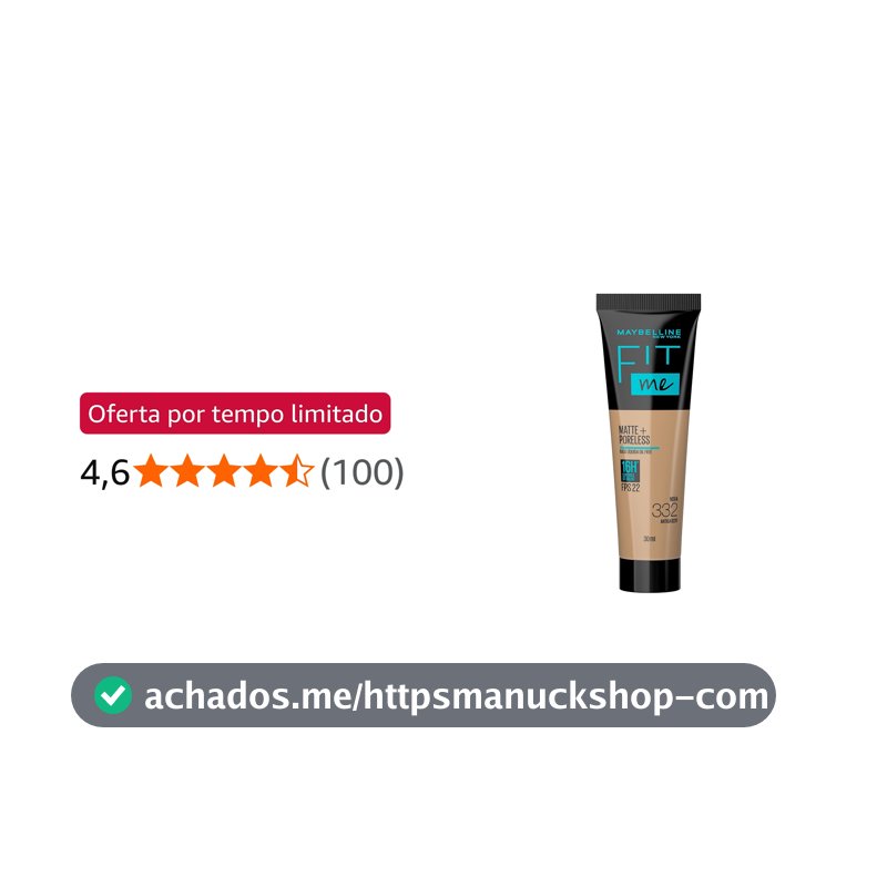 Base Líquida Maybelline NY Fit Me Matte FPS 22 Cor 332 (Antiga B220), 30ml