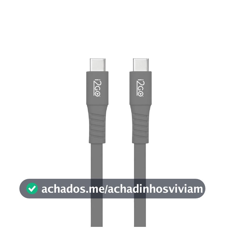 Cabo USB-C + USB-C 1,2M 3A Cinza - i2GO