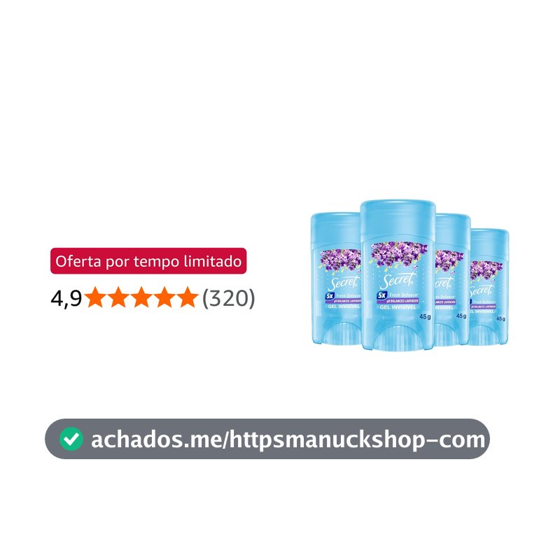 Secret Kit Desodorante em Gel Invisível Antitranspirante Lavanda com 4 Unidades 45g