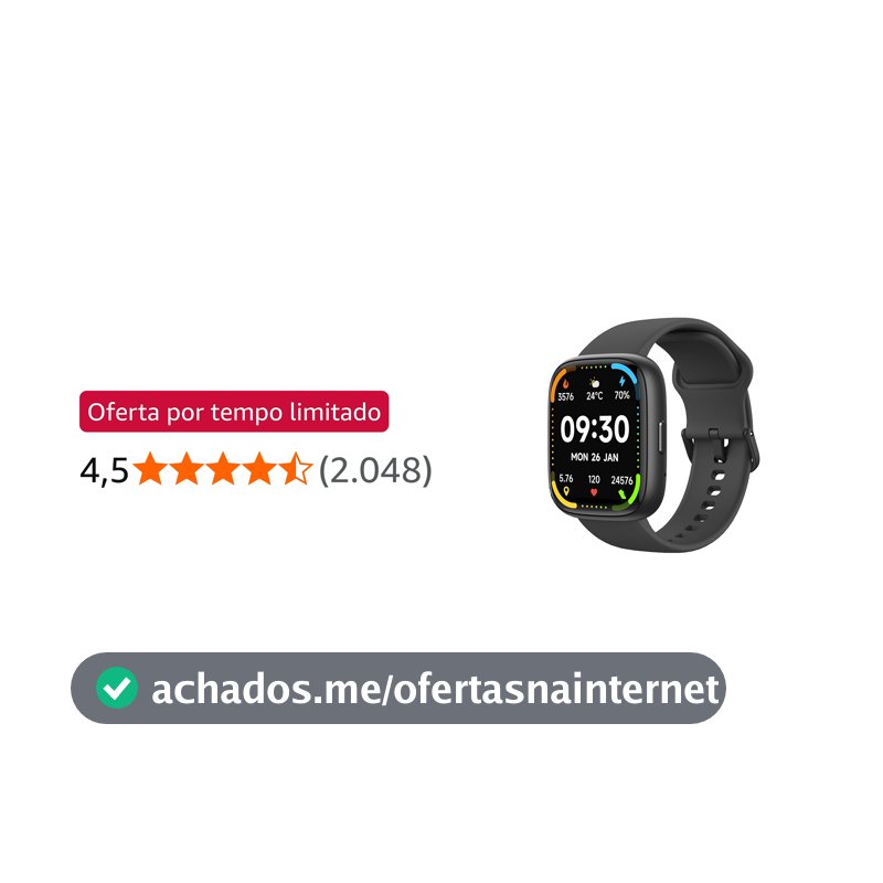 Bettdow SmartWatch, relogio smartwatch com Ecrã tátil e Alexa, à prova d'água IP68, relogio feminino e masculino, com 100+ modo esportivo e recebimento de notificações(preto)