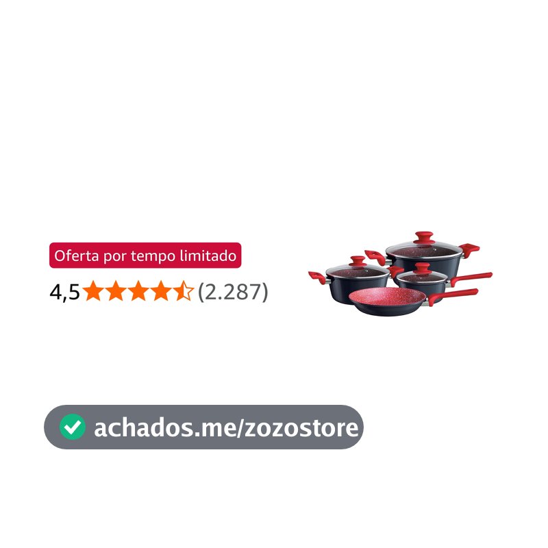 Euro Home - Conjunto de Panelas 4 peças de Alumínio com Antiaderente ColorStone Titânio - ALU8709-TI