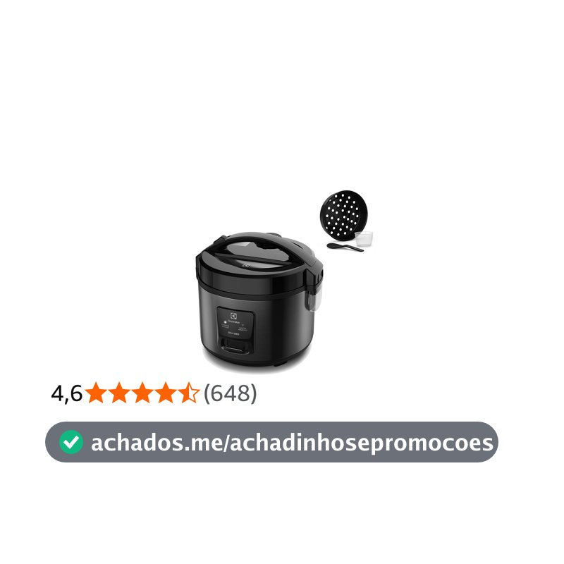 Panela Elétrica Electrolux vapor arroz capacidade 2L 6 Xícaras 2 em 1 timer panela removivel antiaderente tampa com visor transparente ERC10 inox 220v por Rita Lobo