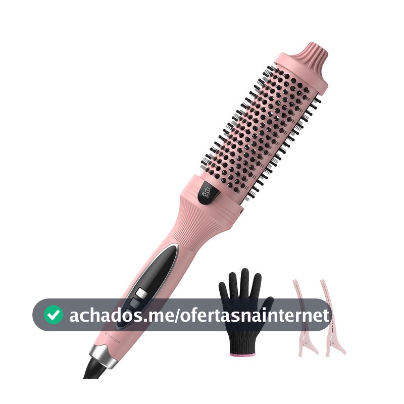 GOKOCO Escova Modeladora Térmica 38 mm com Íons Negativos,Bivolt GD037,9 Temperaturas,Aquecimento Rápido PTC,para Cachos,Ondas e Volume,Escova Styler,Rosa