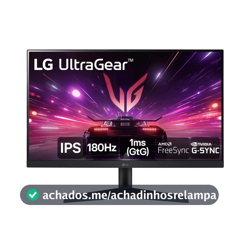 Monitor Gamer LG UltraGear 24” IPS, Full HD, 180Hz, 1ms (GtG), HDMI, DisplayPort, HDR10, sRGB 99%, NVIDIA® G-SYNC®, AMD FreeSync™, Preto - 24GS60F-B