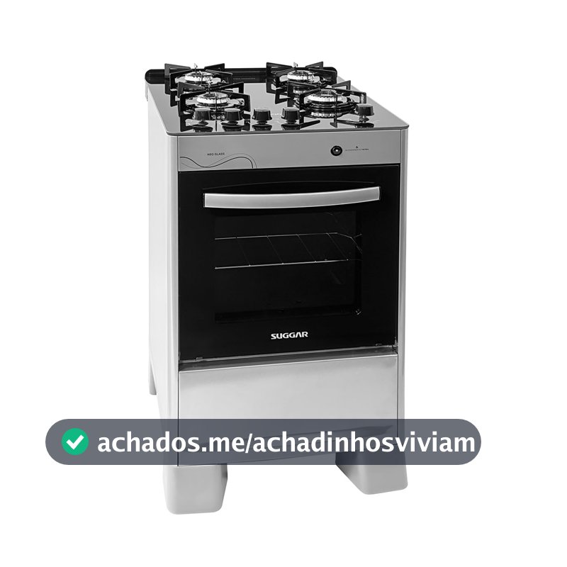 SUGGAR FOGÃO NEO GLASS PRATA MESA DE VIDRO 4 BOCAS TREMPE 6 APOIOS ACENDIMENTO AUTOMÁTICO FGVNG410PRIX