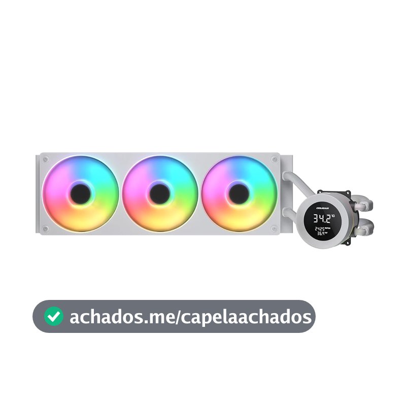 Water Cooler Gamer Cougar Poseidon Vistek ARGB 360 Branco com Display de Monitoramento Fans de Bloco Único AMD AM5 Intel LGA 1851 CGR-PSDVARGB-W-360