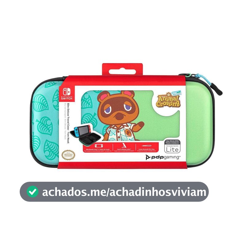 PDP Gaming Slim Deluxe Travel Case com Suporte de Console Integrado e Cinto de Pulso Removível - Animal Crossing Tom Nook - Nintendo Switch Vermelho