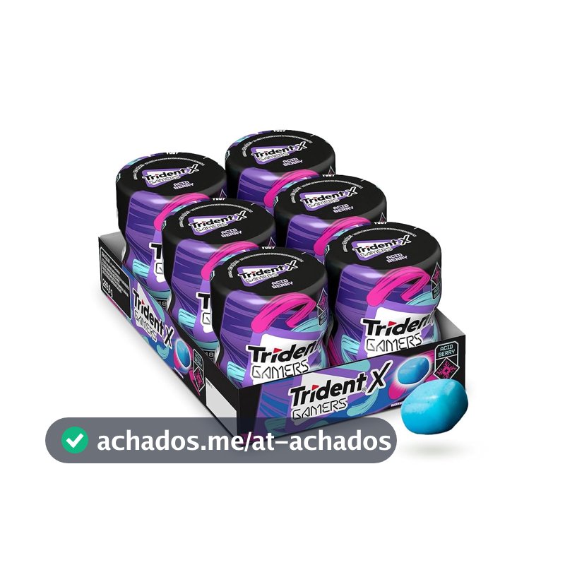 Chiclete Trident X Gamers Acid Berry - Caixa Com 6 Unid De 48,3g