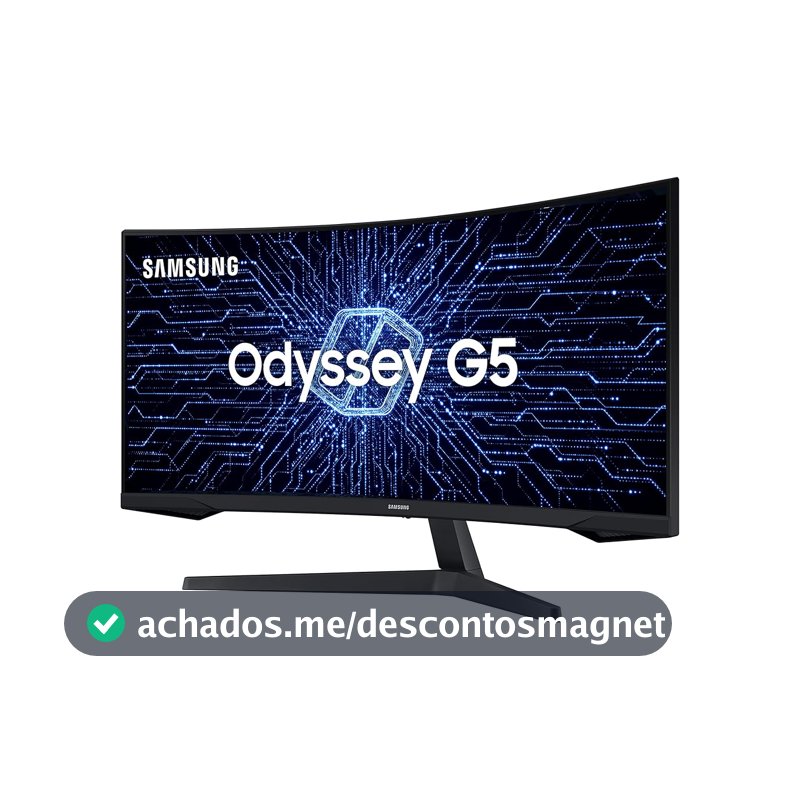 Monitor Gamer Curvo Samsung Odyssey 34’’, Ultra WQHD, 165Hz, 1ms, tela ultrawide, HDMI, Display Port, Freesync Premium, preto, série G5