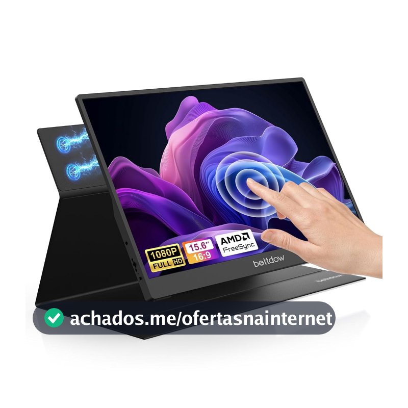 Bettdow Monitor Portatil Touchscreen 15,6'', FHD 1080P Monitor Portátil Conectado Com USB C Dupla/HDMI, IPS Extensor De Tela para Notebook com VESA e Funda Inteligente magnético, Plug and Play
