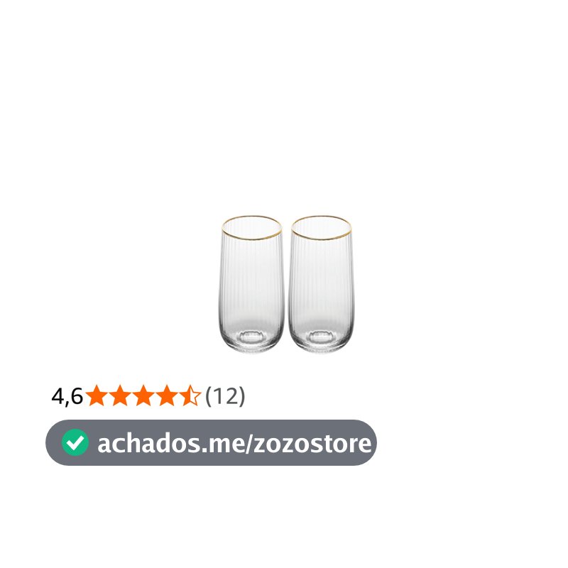 WOLFF - Conjunto 2 Copos Altos Lines com Fio de Ouro 450ml Vidro