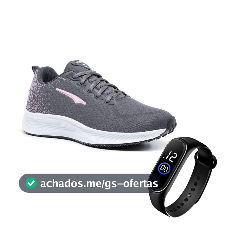 Tenis Academia Feminino Leve Macio Corrida + Relogio