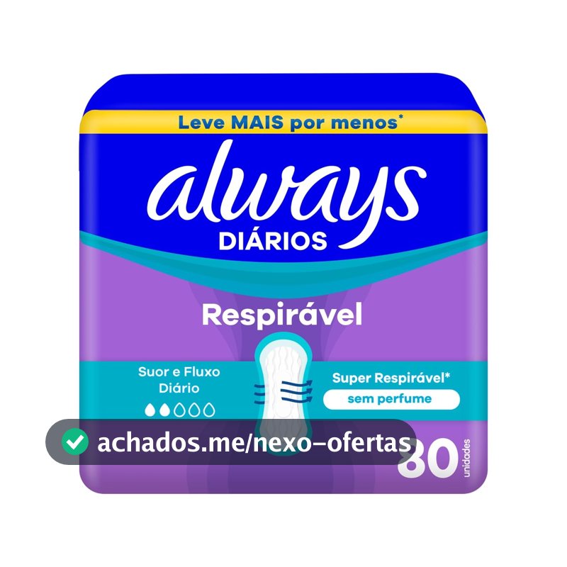 Always Protetor Diário Respirável Sem Perfume 80 Unidades