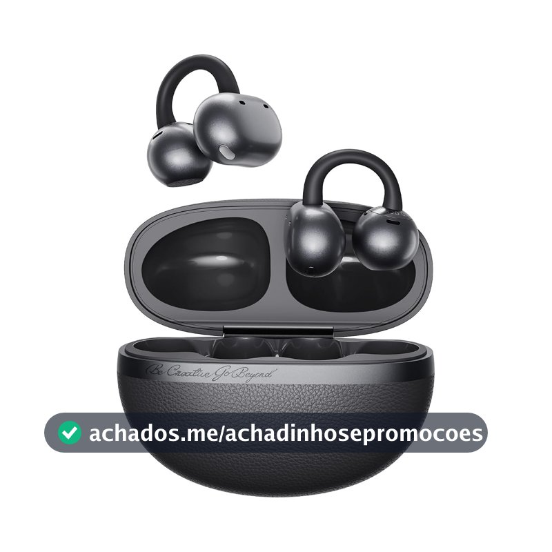 Fone de ouvido sem fio QCY Crossky C50, Bluetooth 6.0, 35 horas de reprodução, leves e confortáveis para usar em corrida/fitness, adequados para orelhas pequenas, à prova d'água IPX5(Preto)