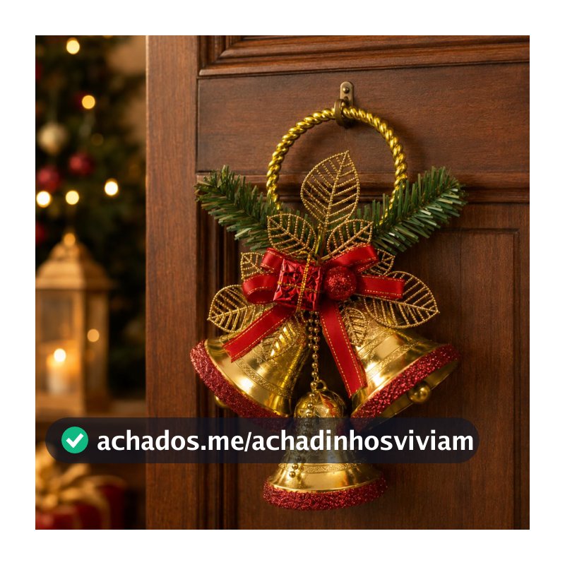 Sino De Natal Guirlanda Dourado 22cm Enfeite de Natal Pendurável Decoração Para Árvore, Porta, Casa, Sala, Cozinha, Jardim Presente Natalina Luxo