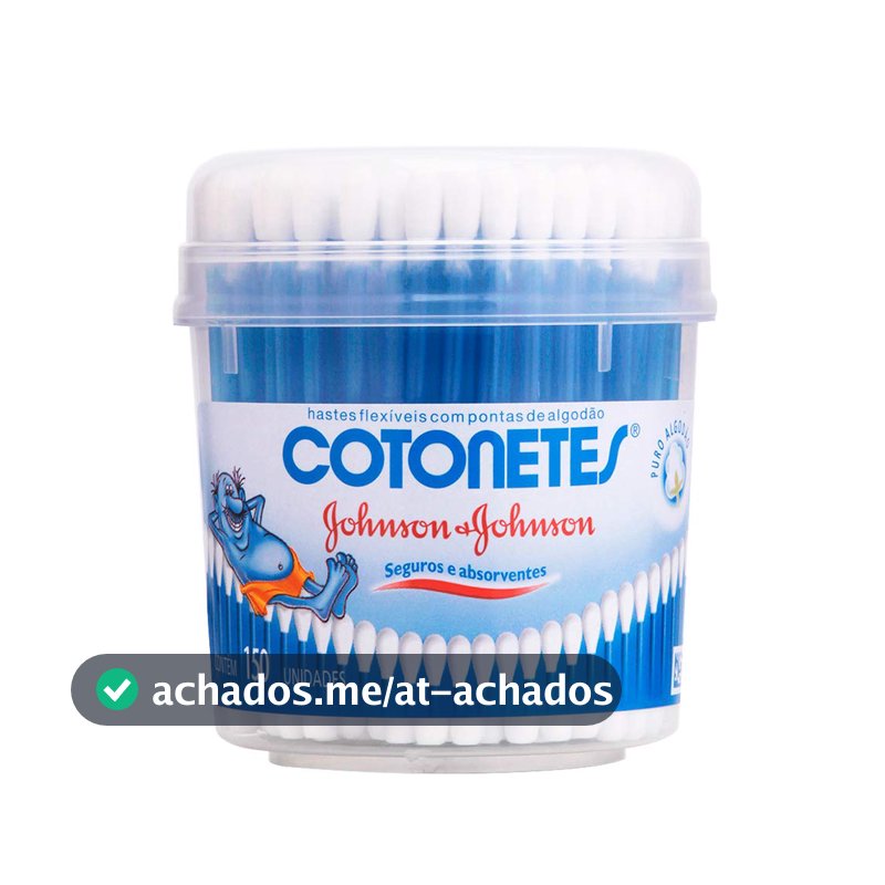 Cotonetes de Algodão com Hastes Flexíveis, Pote com 150 Unidades