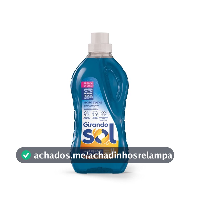 Lava-Roupas Líquido Girando Sol Ação Total, Azul, 1L
