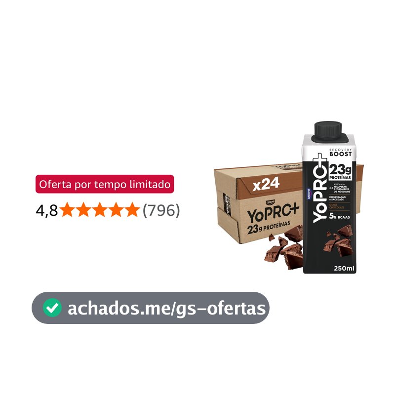 YoPRO Bebida Láctea UHT Chocolate Líquida Caixinha 250ml - 23g de Proteínas - Sem Lactose - Pack com 24 Unidades