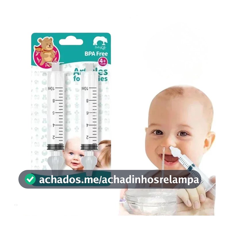 Aspirador Nasal Infantil com Ponta de Silicone, Seringa Lavadora para Bebês, Kit de Limpeza Nasal
