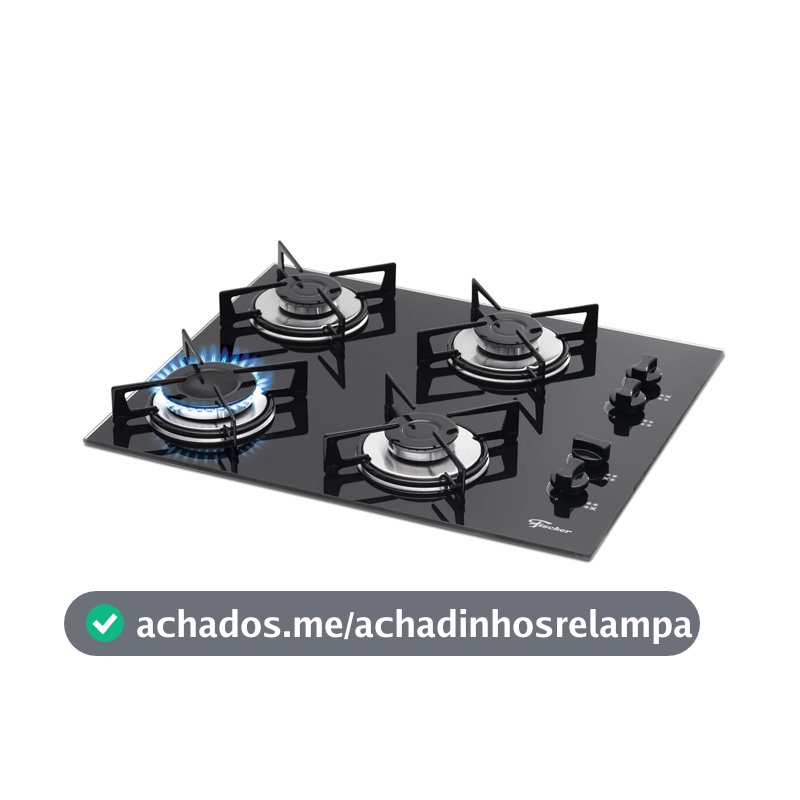 Fischer Cooktop Gás 4 Bocas Mesa Vidro Preta Bivolt 1519-5713