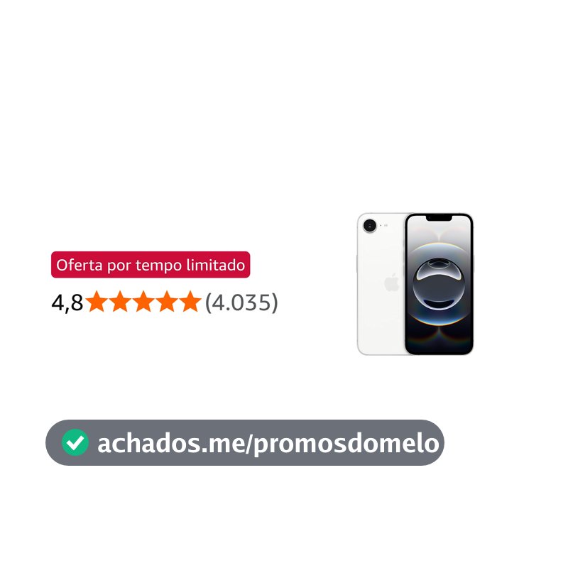 iPhone 16e Apple 128GB, Câmera 48MP, Tela Super Retina XDR 6,1", Branco