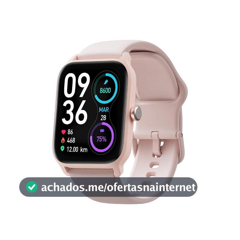 Bettdow SmartWatch Alexa,Relogio Smartwatch Feminino, 1.83" Ecrã tátil, à prova d'água IP68, 100+ Modos Esportivos, chamada Bluetooth, Compatível com Android iOS