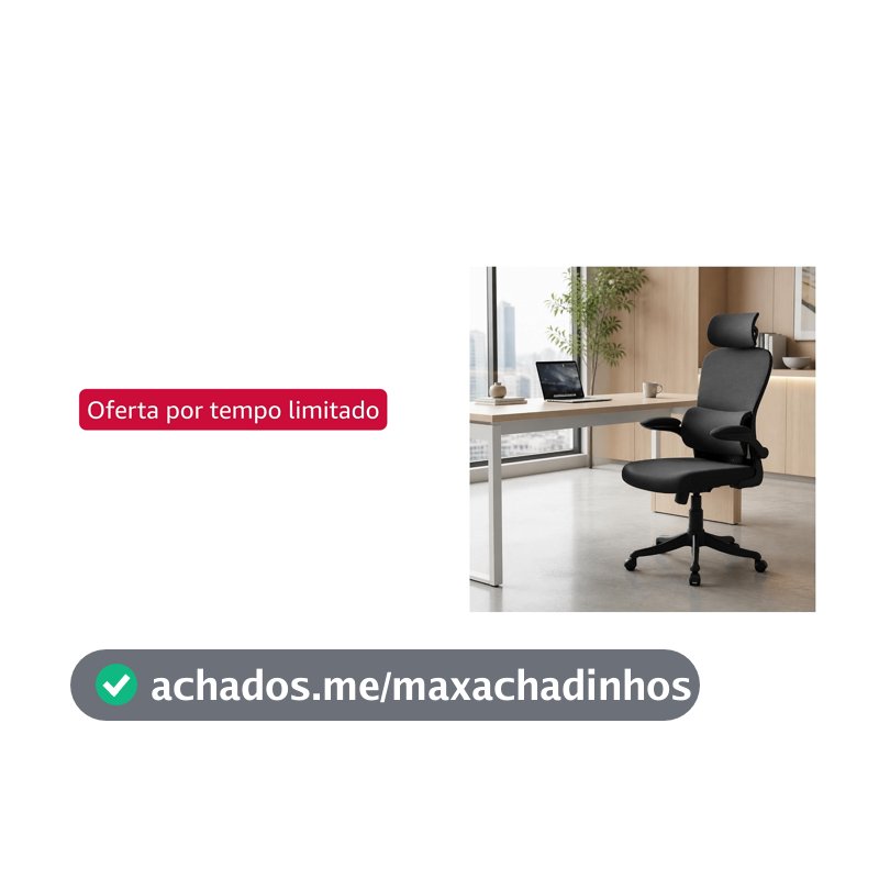 Laruno Cadeira de Escritório Almirante P600 Mesh Reclinável Preta 150kg