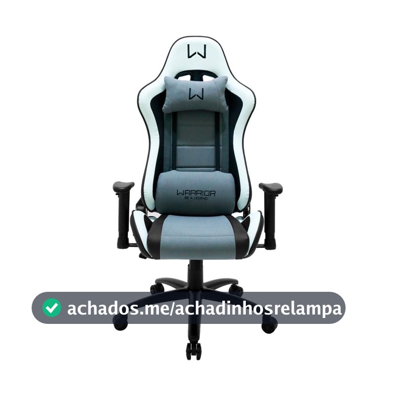 Warrior Cadeira Gamer Sense Elite Branco Couro Sintético c/ Tecido Ajuste de Altura e Almofadas Ergonômicas p/ Gaming Escritório e Estudos - GA228