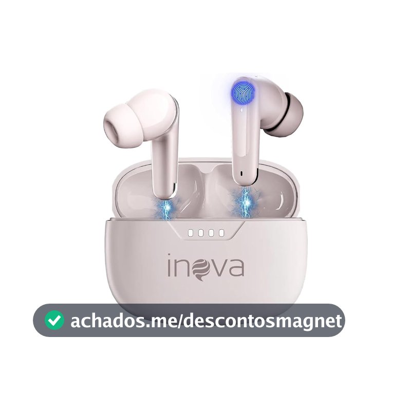 INAVA Fone de Ouvido Bluetooth 3ª Geração, 50 Horas de Bateria, Microfone com Cancelamento de Ruído (ENC), fone de ouvido esportivo Ergonômico, Ideal para Academia/Corrida/Trabalho (Bege)