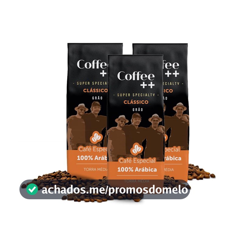 Coffee Mais │Café Super Especial em Grãos │ Clássico │100% Arábica │Torra Média │Pack 3 unidades de 250g