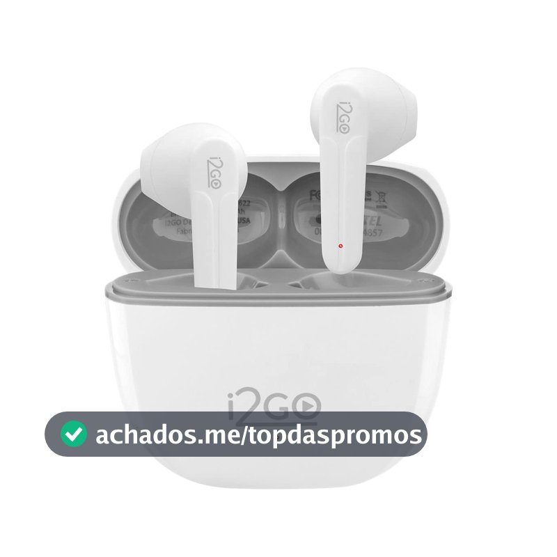 I2GO, Fone De Ouvido, TWS, Bluetooth, 20 Horas totais de Bateria, ENC, Air Sound Go 2.0, Branco, i2GO PRO