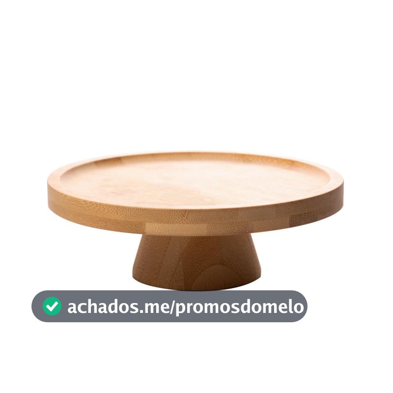 LYOR - Prato para Bolo de Bambu com Pé 20cm x 7cm