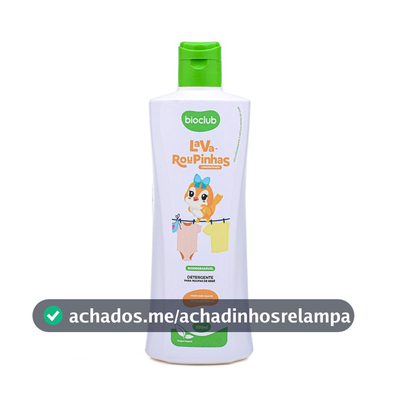Detergente Líquido Concentrado para Roupas de Bebê e Criança, Vegano, Hipoalergênico, Contém Óleo de Coco, Fragrância Suave, Amacia e Preserva Cores, até 20 Lavadas – Lava-Roupinhas 500ml BioClub