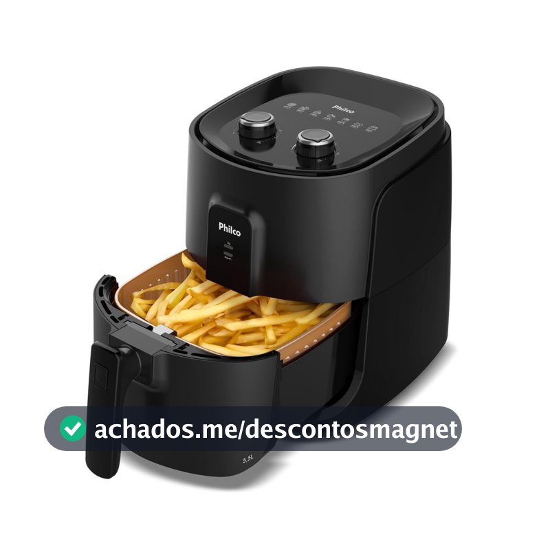 Fritadeira Air Fryer Philco 5,5L 1500W PAF55A Cesto Quadrado Preto 220V