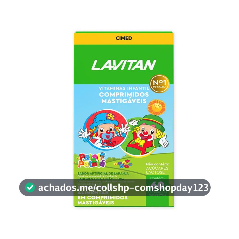 Vitamina Infantil Mastigável Tutti Frutti, Uva+Limão, Lavitan, 60 cápsulas