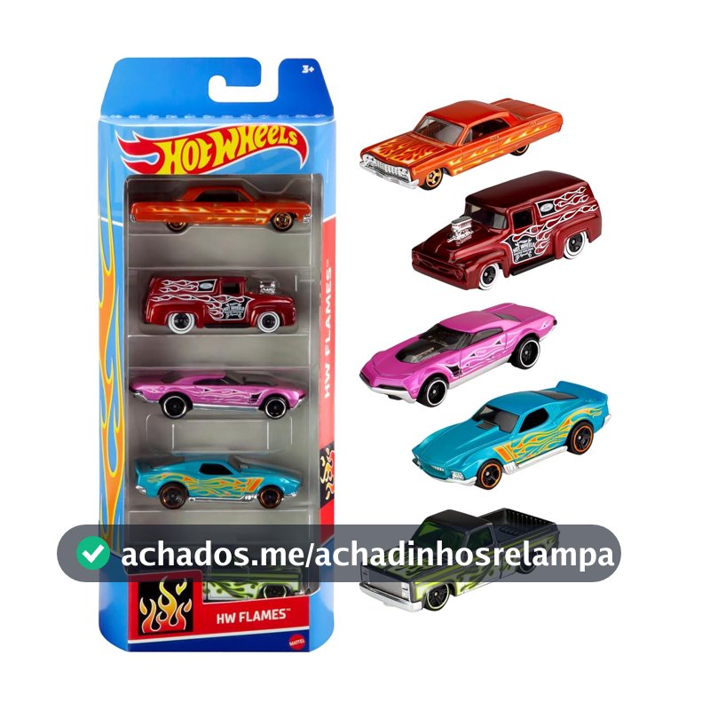 Pacote 5 Carros Sortidos, Hot Wheels, Mattel, Multicor - não é possível escolher as cores