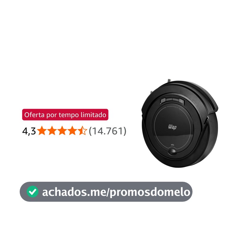 WAP Robô Aspirador Robot W90 3 em 1, 250ml, Bivolt, Sistema Antiqueda