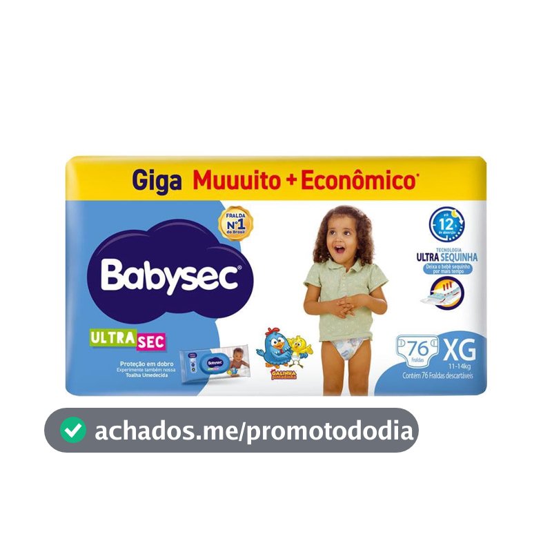 Fralda Babysec Ultrasec Giga XG 76 Unidades