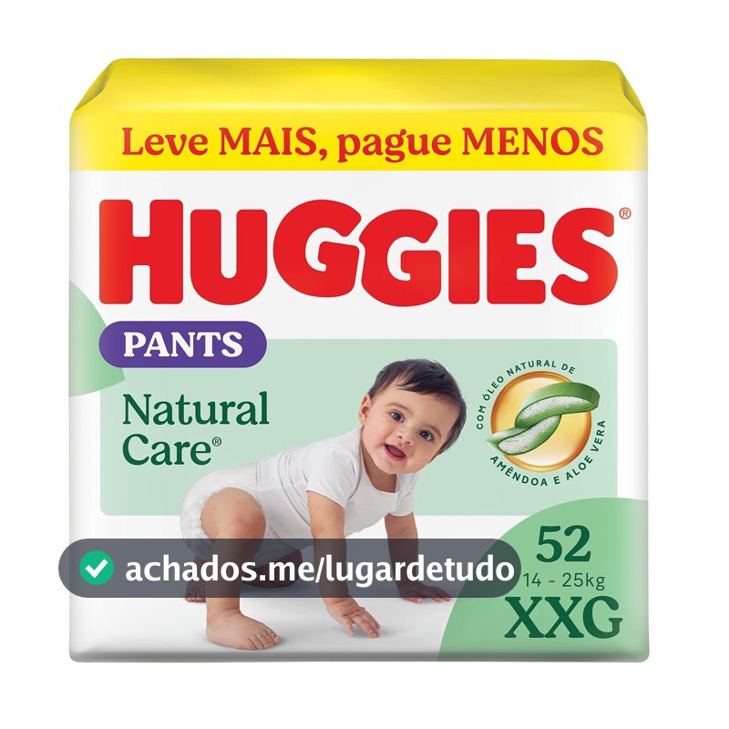 Huggies Fralda Pants Premium Natural Care XXG - 52 Un