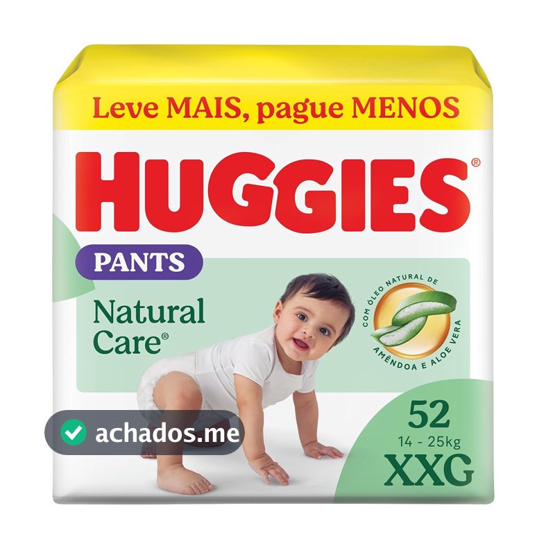 Huggies Fralda Pants Premium Natural Care XXG - 52 Un